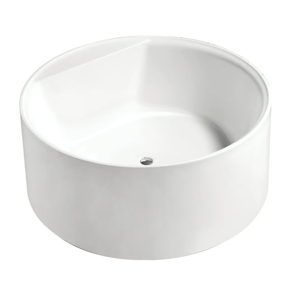 Kingston Brass VTRO535322 53" Acrylic Round Double Ended Freestanding Tub with Drain, Glossy White