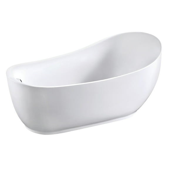 Kingston Brass VTRS723432SA 70" Acrylic Oval Single Slipper Freestanding Tub with Drain, Glossy White
