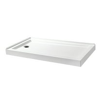 Kingston Brass VTSB60324L Aruba 60" x 32" Acrylic Double Threshold Shower Base with Left Drain, Glossy White