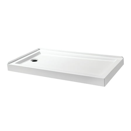 Kingston Brass VTSB60324L Aruba 60" x 32" Acrylic Double Threshold Shower Base with Left Drain, Glossy White