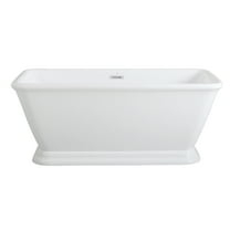Aqua Eden VTSQ602824 60-Inch Acrylic Oval Rectangular Double Ended Pedestal Tub with Drain (No Faucet Drillings) in Glossy White