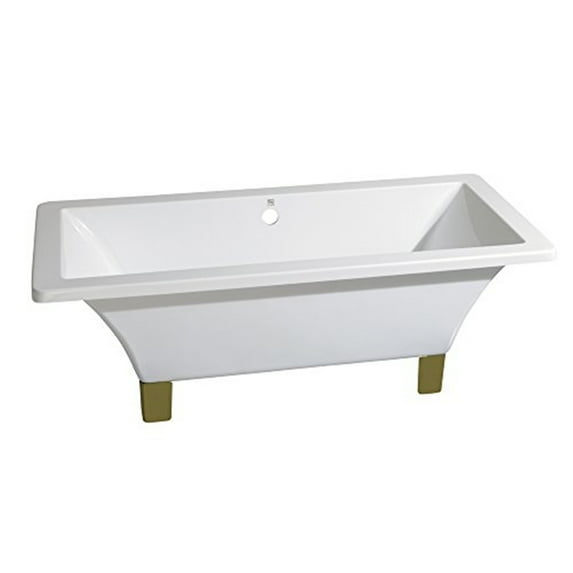 Kingston Brass Aqua Eden 67" Acrylic Clawfoot Square Tub with Polished Brass Feet