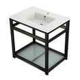 thumbnail image 1 of Kingston Brass VWP3122B5 Quadras 31" Ceramic Console Sink with Steel Base and Glass Shelf (1-Hole), White/Oil Rubbed Bronze, 1 of 7