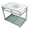thumbnail image 1 of Kingston Brass VWP3722B1 Quadras 37" Ceramic Console Sink with Steel Base and Glass Shelf (1-Hole), White/Polished Chrome, 1 of 7