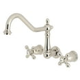 thumbnail image 1 of Kingston Brass KS1026AX Heritage Two-Handle Wall Mount Roman Tub Faucet, Polished Nickel, 1 of 8