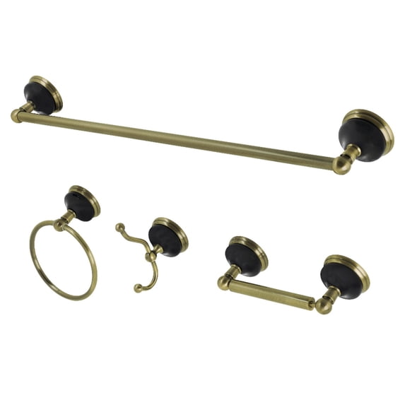 Kingston Brass Water Onyx 4-Piece Bathroom Hardware Set Antique Brass Antique