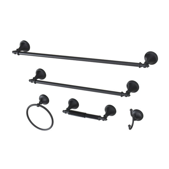 Kingston Brass Water Onyx 5-Piece Bathroom Wall Accessories Set, Black
