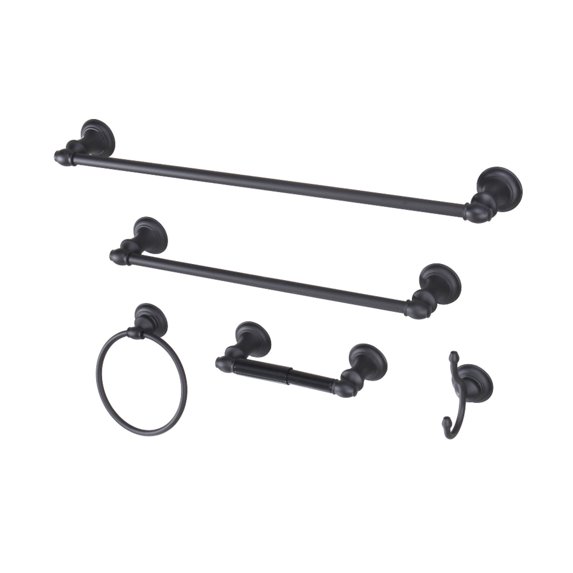 Kingston Brass Water Onyx 5-Piece Bathroom Hardware Set, Black