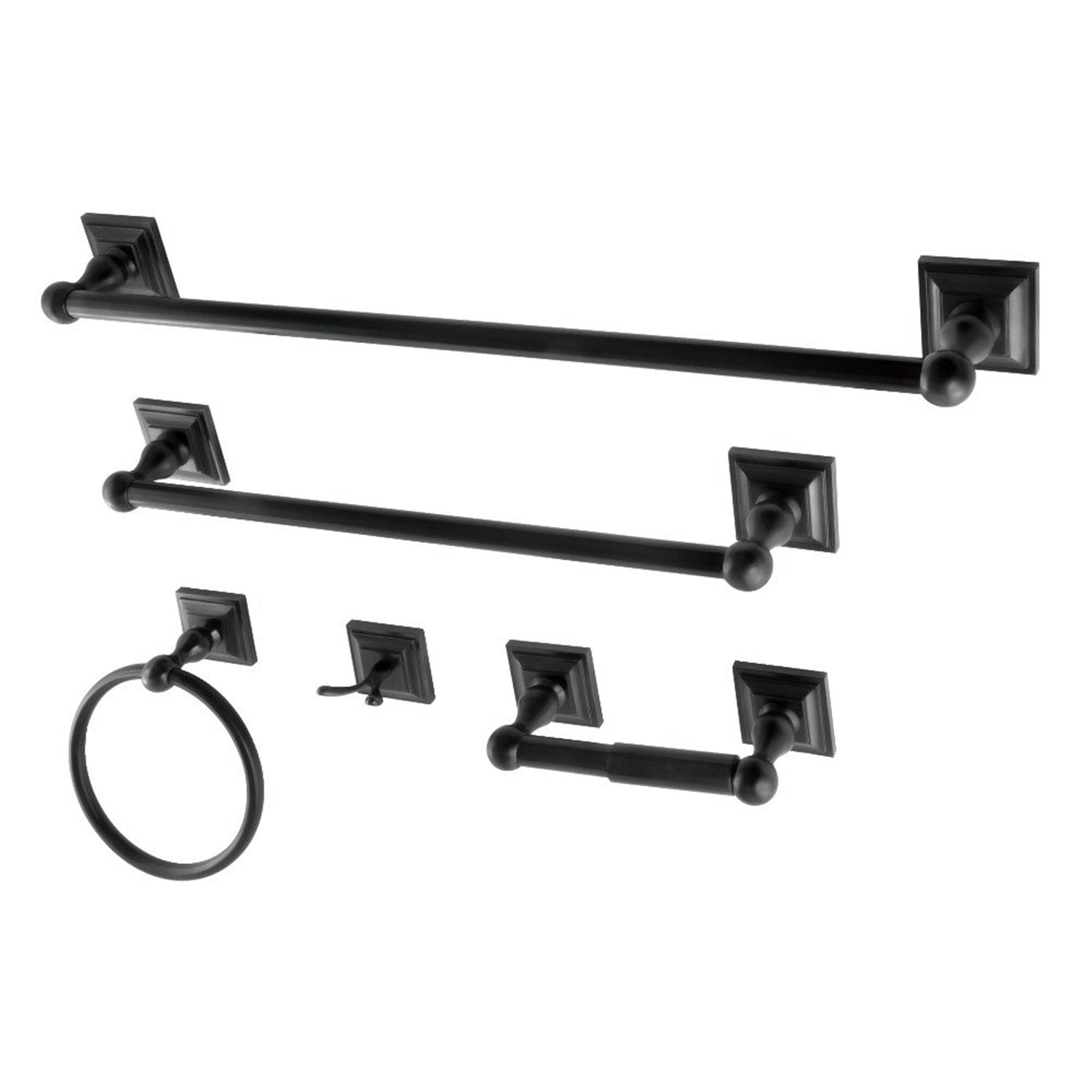 Matte Black Metal 5-Piece Bathroom Hardware Set