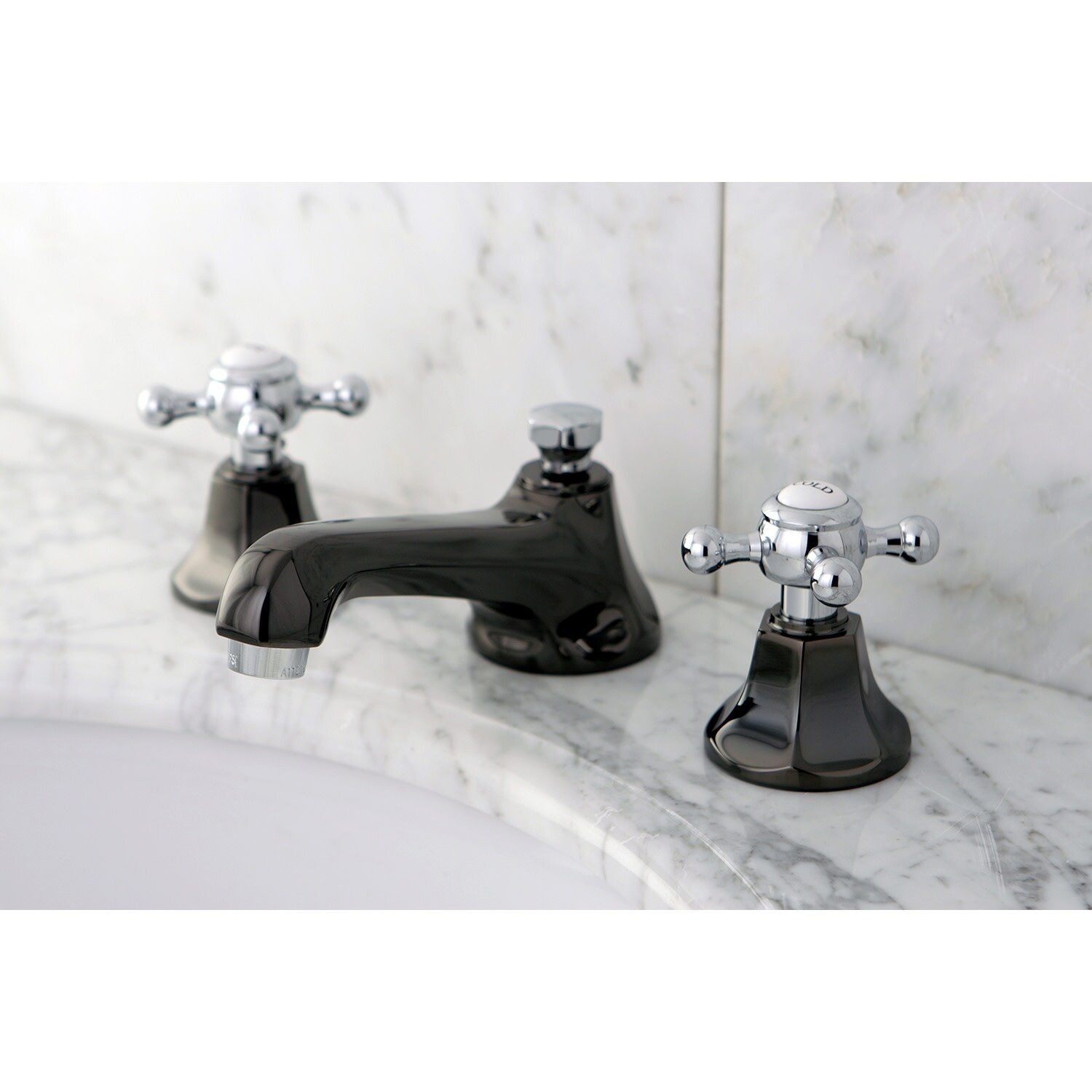 Kingston Brass Water Onyx 8 in. Widespread Bathroom Faucet Black ...