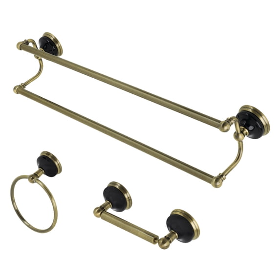 Kingston Brass BAK911348AB Water Onyx 3 Piece Bathroom Package - Brass
