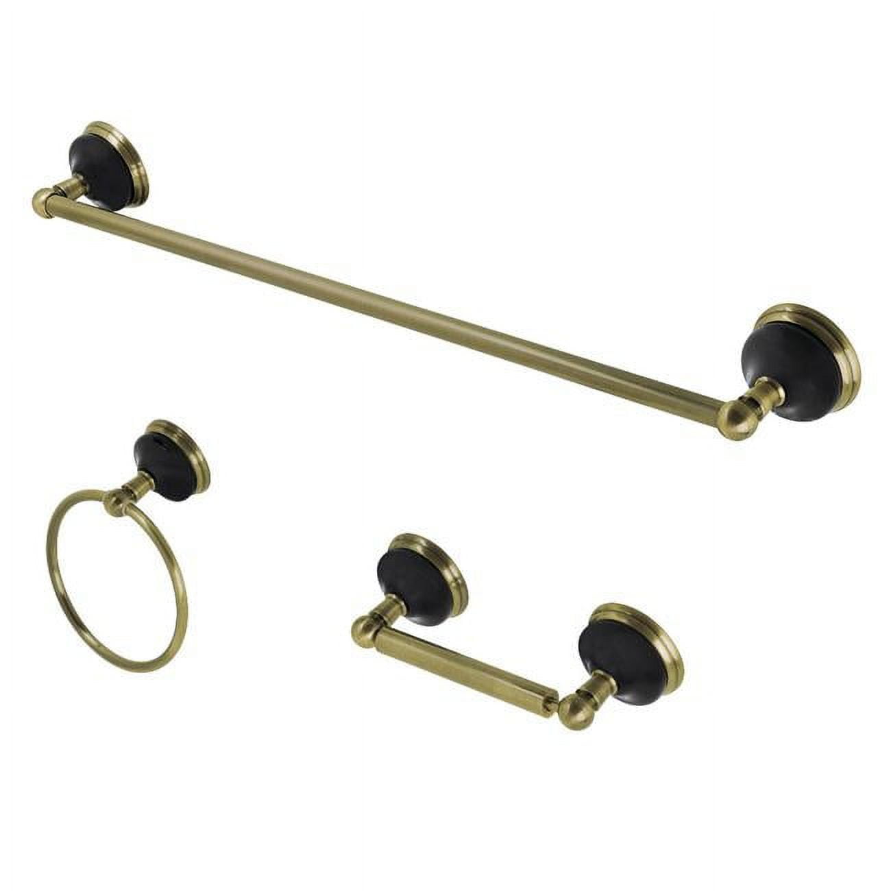 Kingston Brass Water Onyx Bathroom Accessory Set, Antique Brass 3 Piece