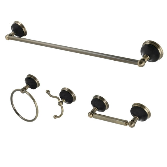 Kingston Brass Bak9112478 Water Onyx 4 Piece Bathroom Package - Brass
