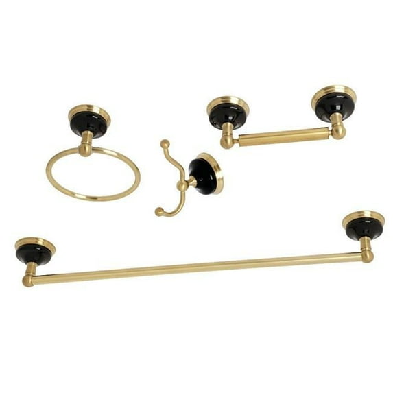 Kingston Brass BAK9112478BB Water Onyx Bathroom Accessory Set, Brushed Brass - 4 Piece