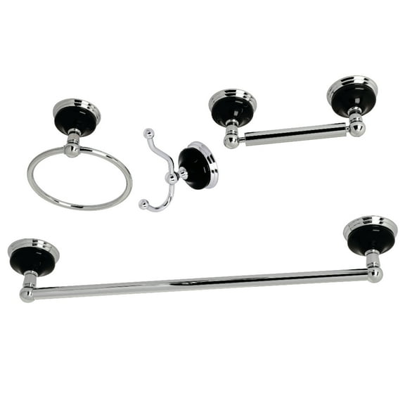 Kingston Brass Water Onyx 4-Piece Wall Mounted Bathroom Accessory Set, Polished Chrome