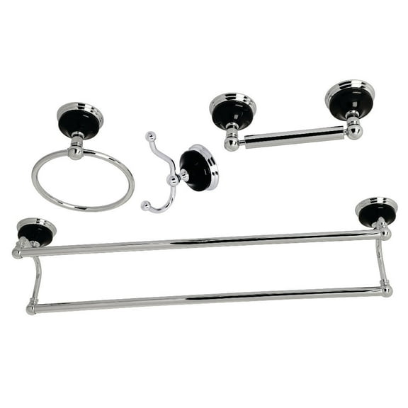 Kingston Brass BAK9113478C Water Onyx Bathroom Accessory Set, Polished Chrome - 4 Piece