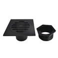 thumbnail image 1 of Kingston BSF4262MB Watercourse Symmetric 4-Inch Brass Square Grid Shower Drain with Hair Strainer in Matte Black, 1 of 6
