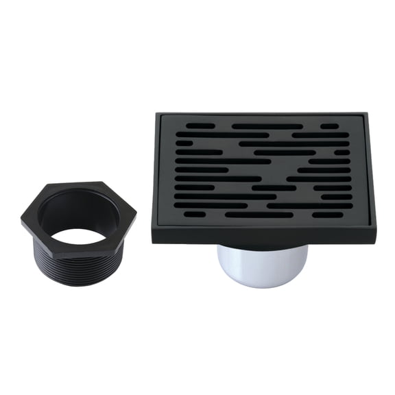 Kingston Brass BSF6310MB Watercourse Transit 4-Inch Brass Square Grid Shower Drain with Hair Strainer in Matte Black