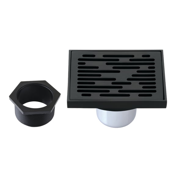 Kingston Brass BSF6310MB Watercourse Transit 4-Inch Brass Square Grid Shower Drain with Hair Strainer in Matte Black