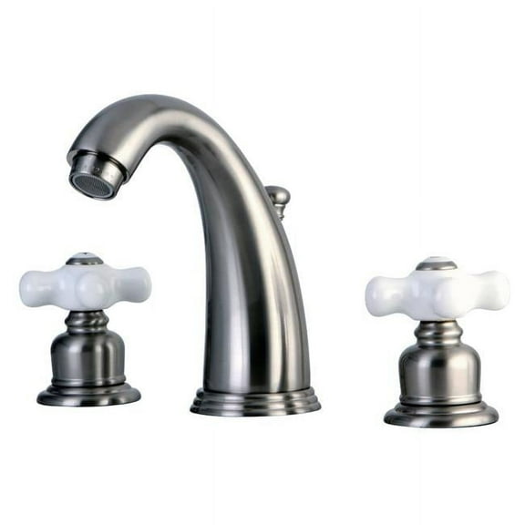 Kingston Brass  Widespread Bathroom Faucet with Cross Handle - Satin Nickel