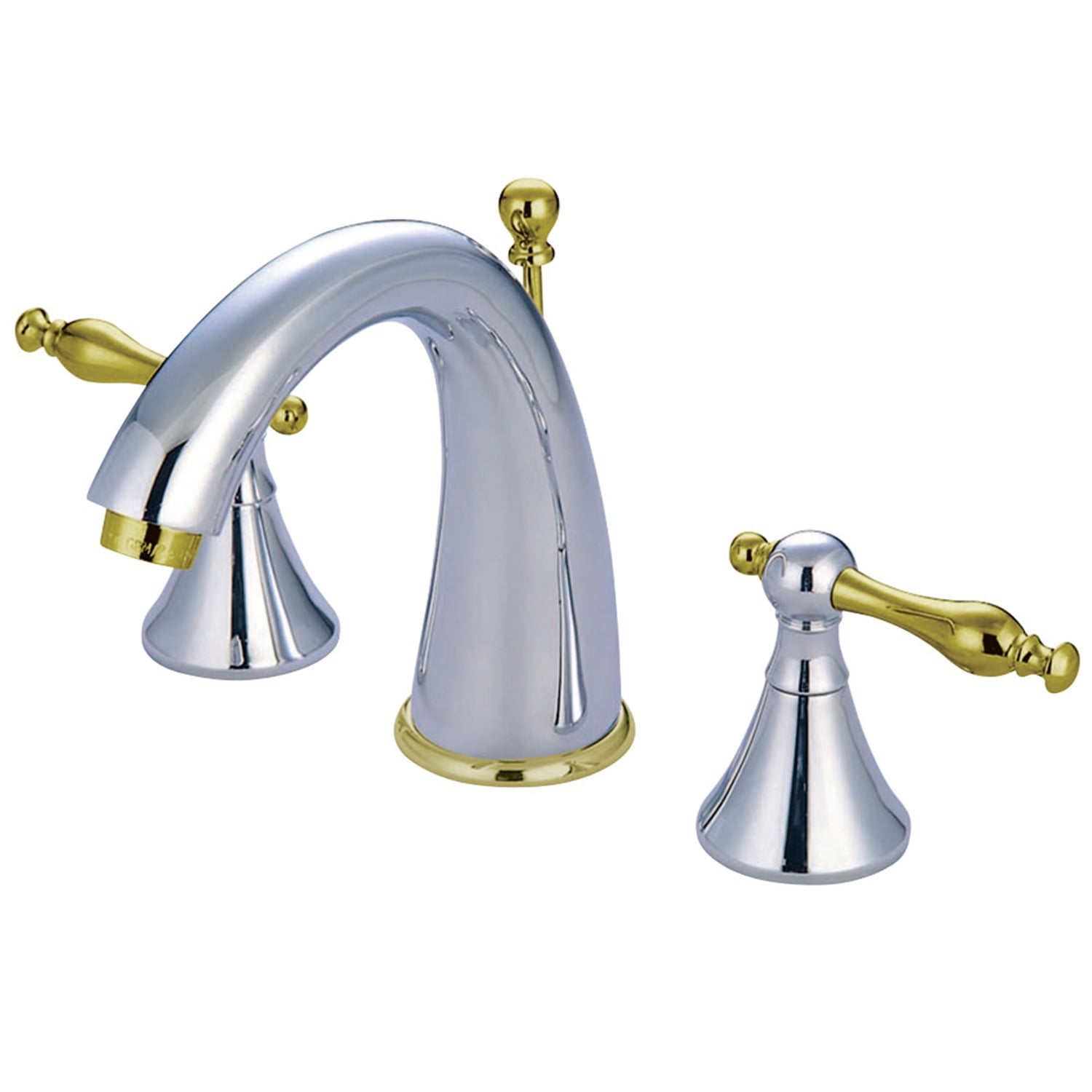 Elegant Naples 8" Widespread Bathroom Faucet in Polished Chrome and Brass