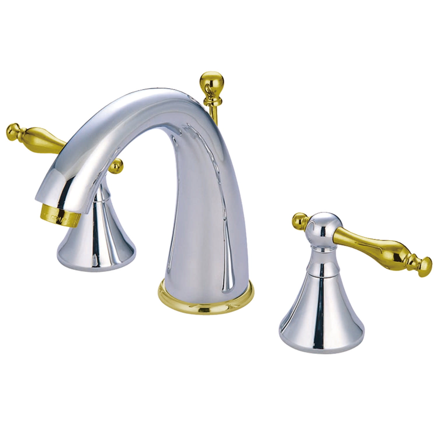 Elegant Naples 8" Widespread Bathroom Faucet in Polished Chrome and Brass