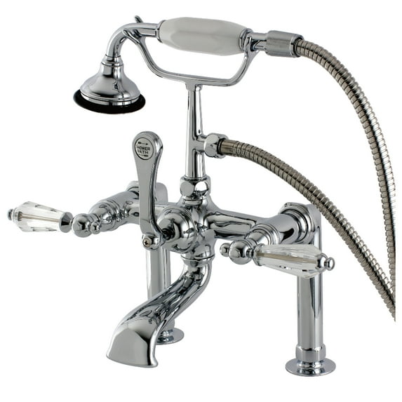 Aqua Vintage AE104T1WLL Wilshire 7" Center Deck-Mount Clawfoot Tub Faucet with Hand Shower, Polished Chrome