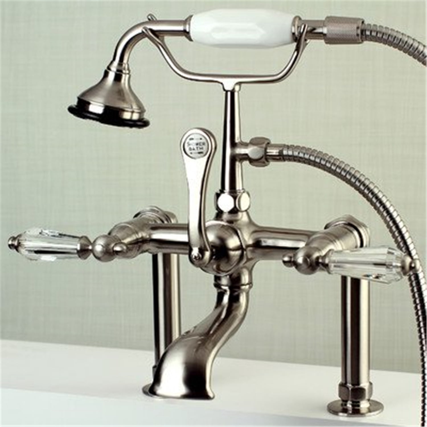 Kingston Brass Aqua Eden AE103T8WLL Wilshire Deck Mount Clawfoot Tub Faucet, Satin Nickel