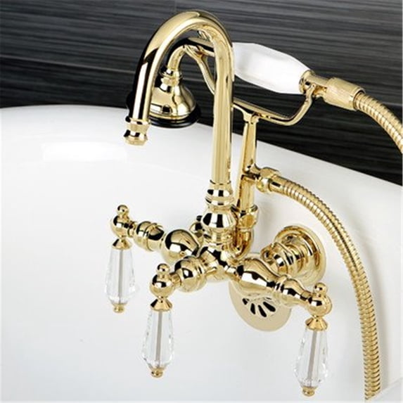kingston brass ae7t2wll wilshire wall mount clawfoot tub faucet 4-9/16" in spout reach polished brass