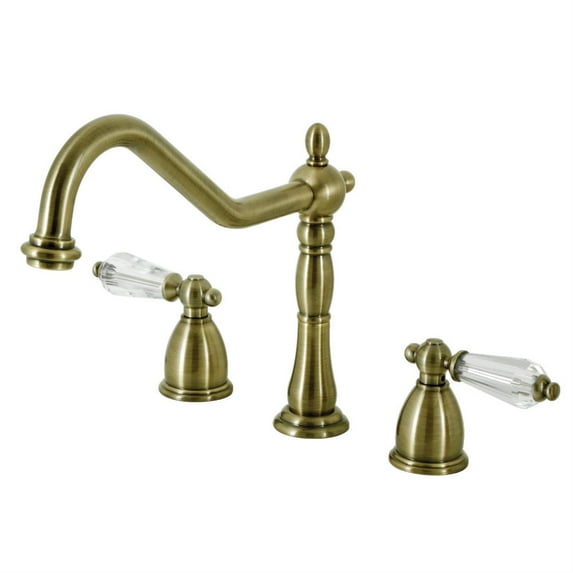 Kingston Brass Wilshire Widespread Kitchen Faucet, Antique Brass
