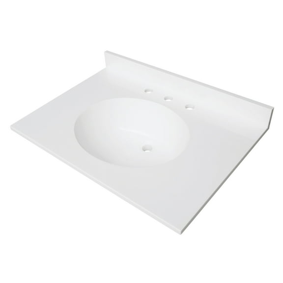 Kingston Brass KVPB3122A38 Wimbeldon 31" x 22" Solid Surface Vanity Top with Oval Sink (8" Faucet Drillings), Glossy White