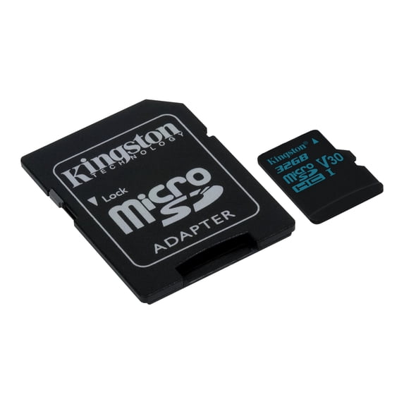 Kingston Canvas Go! - Flash memory card (SD adapter included) - 32 GB - Video Class V30 / UHS-I U3 / Class10 - microSDHC UHS-I