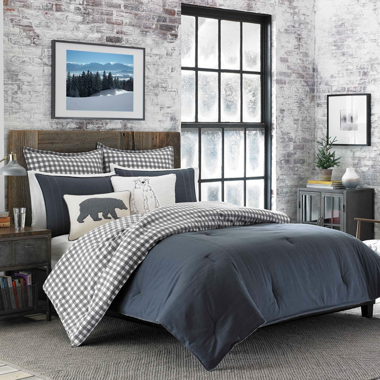 King Gray Cotton Reversible Comforter Set