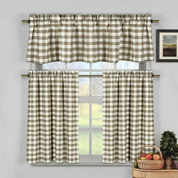 Kingston Checks Kitchen Curtain 3pc Set