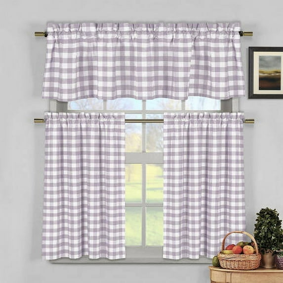 Kingston Checks Kitchen Curtain 3pc Set