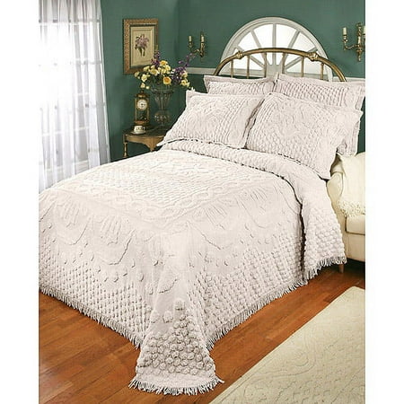 Kingston Cotton Chenille Shams, White, Standard, Set of Two