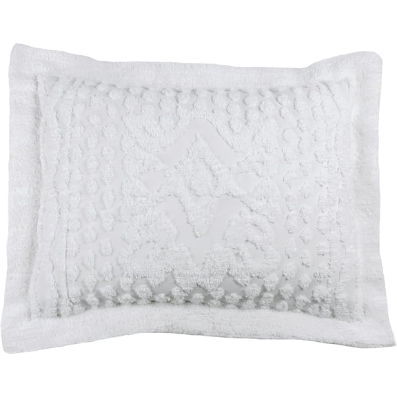 Stylemaster Kingston Cotton Chenille Pillow Shams, White, Standard (2 Count)