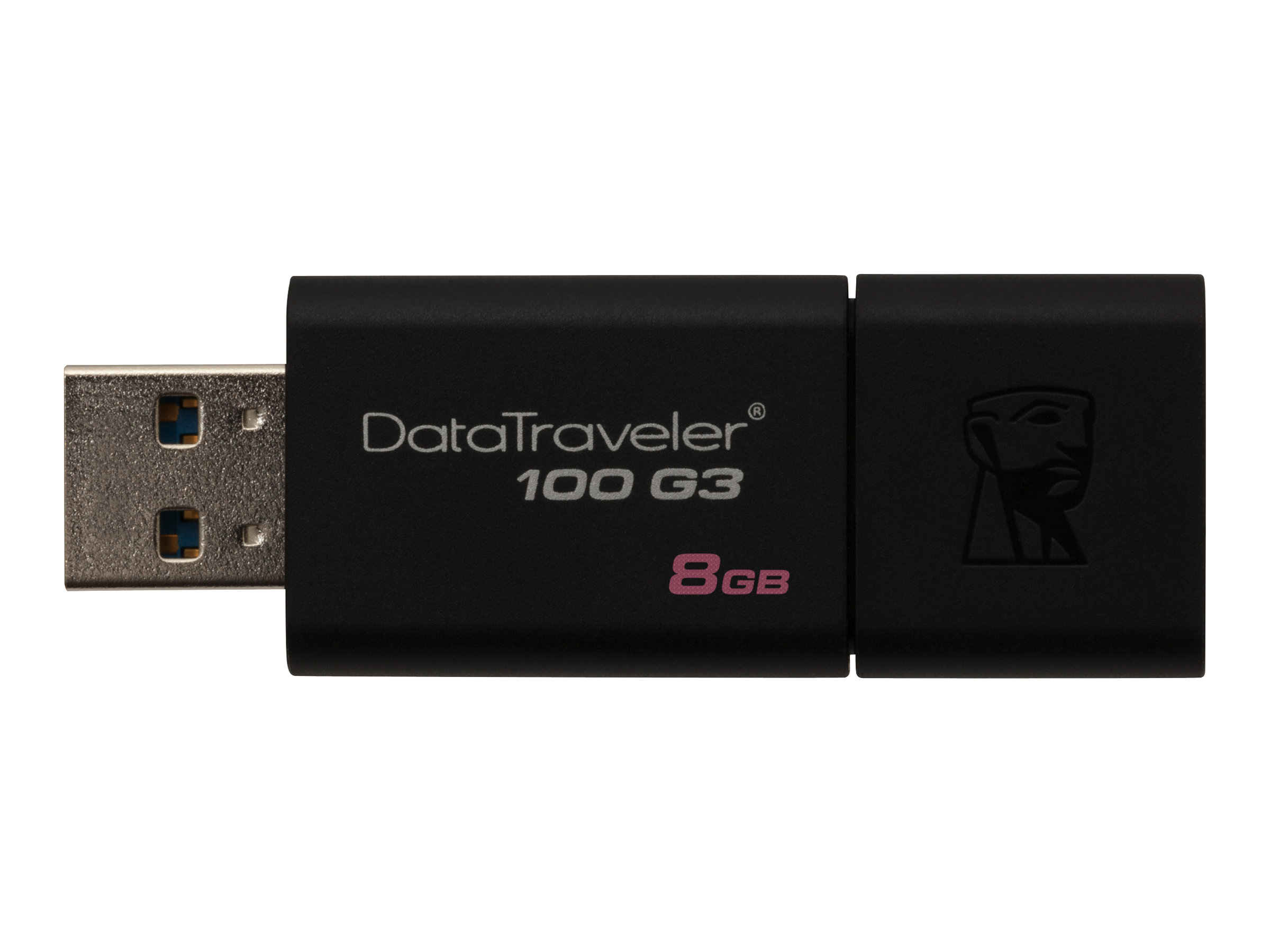 Kingston DataTraveler 100 G3 - USB flash drive - 8 GB - USB 3.0 - black - for P/N: MLWG3ER - image 1 of 5