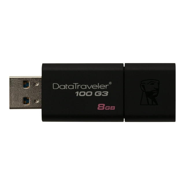Kingston DataTraveler 100 G3 - USB flash drive - 8 GB - USB 3.0 - black - for P/N: MLWG3ER