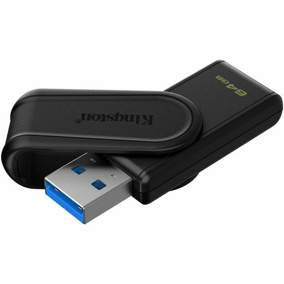 Kingston DataTraveler Exodia S USB Flash Drive - 64 GB - USB 3.2 (Gen 1) - Black - 5 Year Warranty - 1