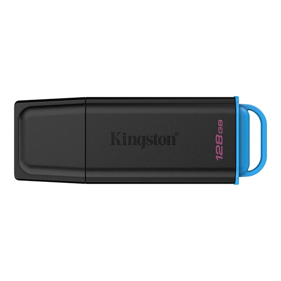 Kingston DataTraveler Exodia USB Flash Drive - 128 GB - USB 3.2 (Gen 1) Type A, USB 2.0 - Black, Blue