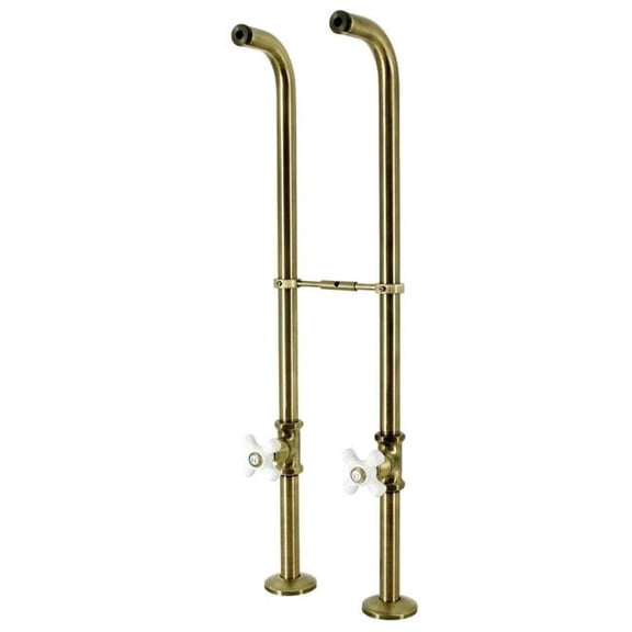 Kingston Freestanding Supply Line with Stop Valve, Antique Brass