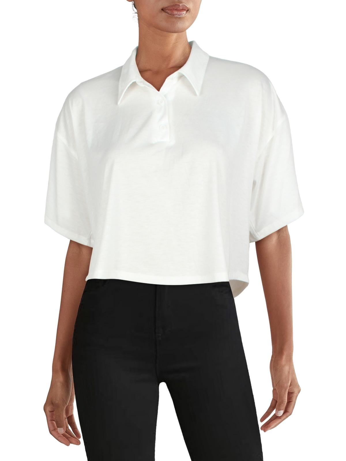 Kingston Grey Womens Cropped Collared Polo Top Walmart