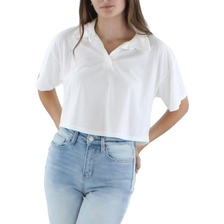 Kingston Grey Womens Juniors Cropped Collared Polo Top Walmart