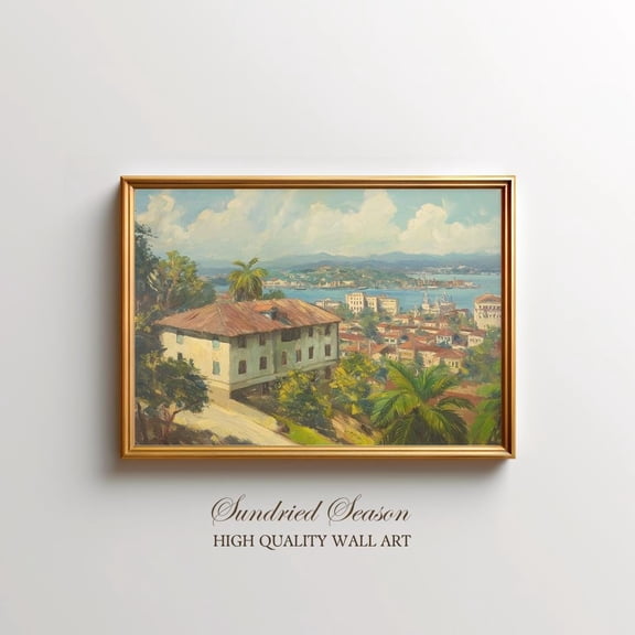 Kingston Jamaica Art Print, Caribbean City Wall Art, Coastal View , Historic Kingston Decor, Warm Tropical Island Travel Artwork UNFRAMED Poster, Wall Art for Decor, Present, 8x12