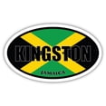 thumbnail image 1 of Kingston Jamaica Flag Oval Decal Vinyl Bumper Sticker 3x5 inches, 1 of 3
