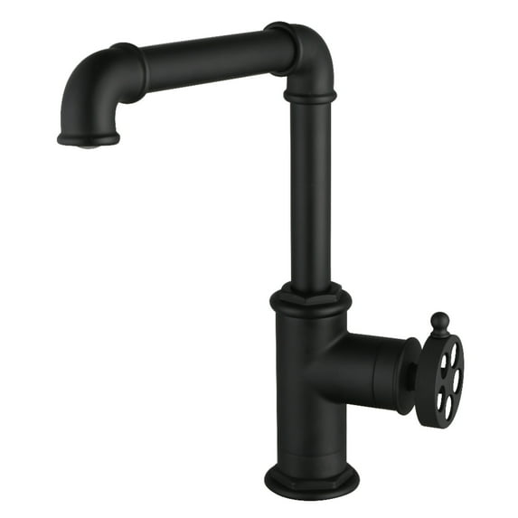 Kingston LS6200RKZ Wendell Single-Handle Kitchen Faucet with Knurled Handle, Matte Black