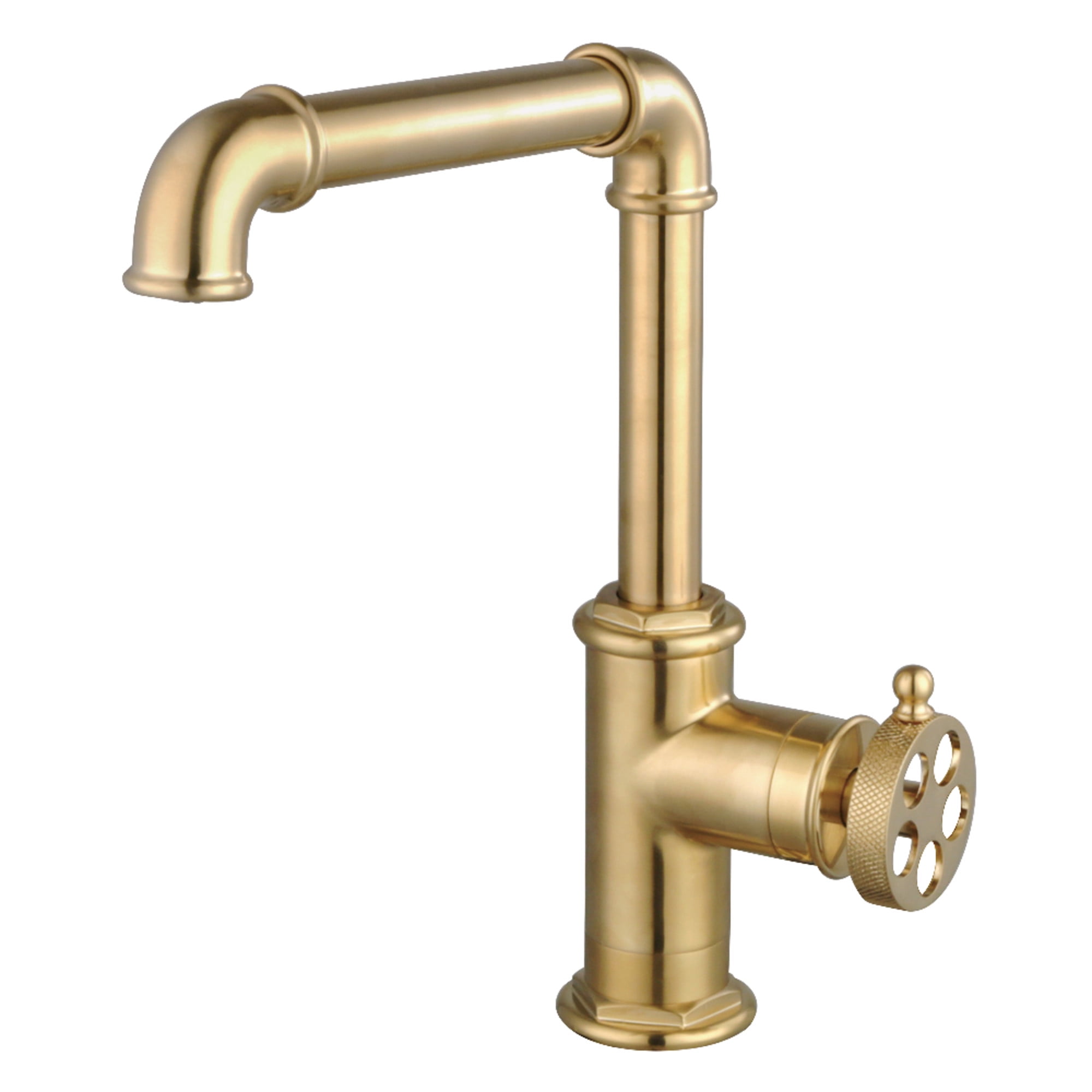 Kingston LS6203RKZ Wendell Single-Handle Kitchen Faucet with Knurled Handle, Brushed Brass