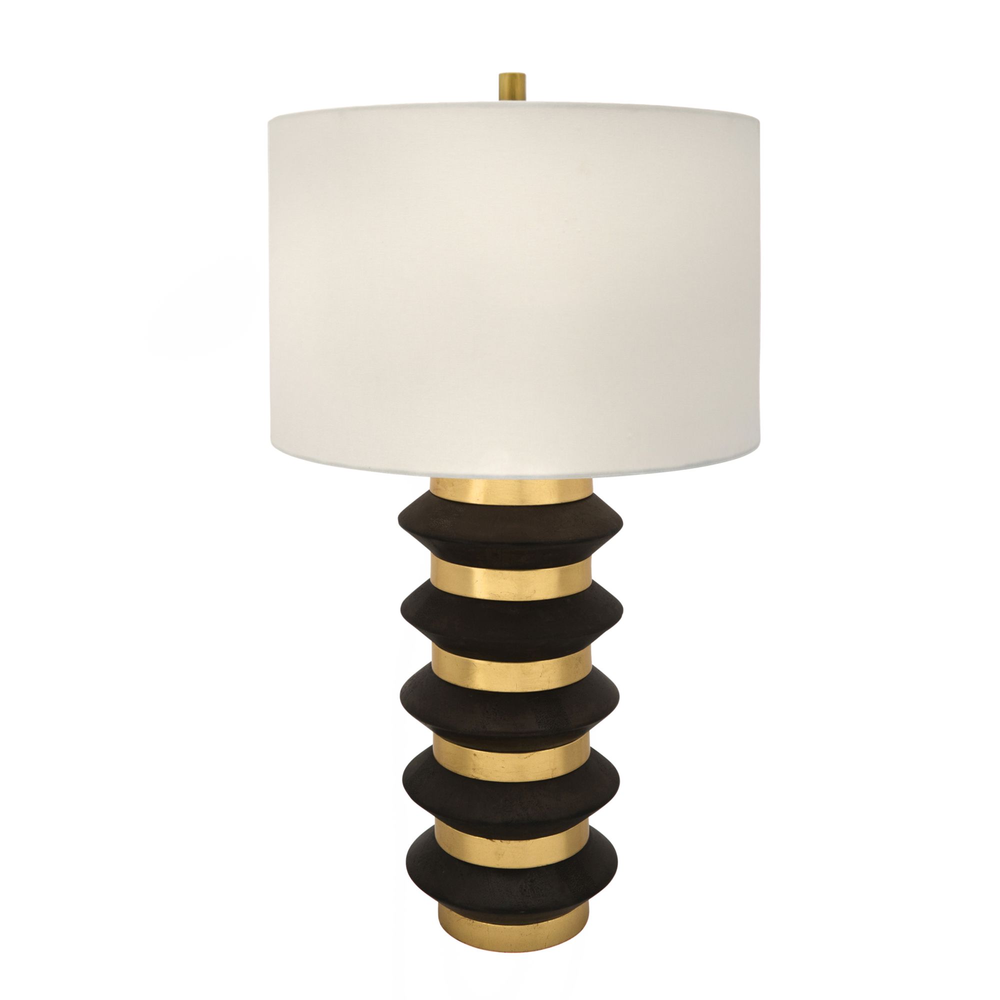 Kingston Living 31" Gold Stacked Hourglass Shaped Table Lamp with White