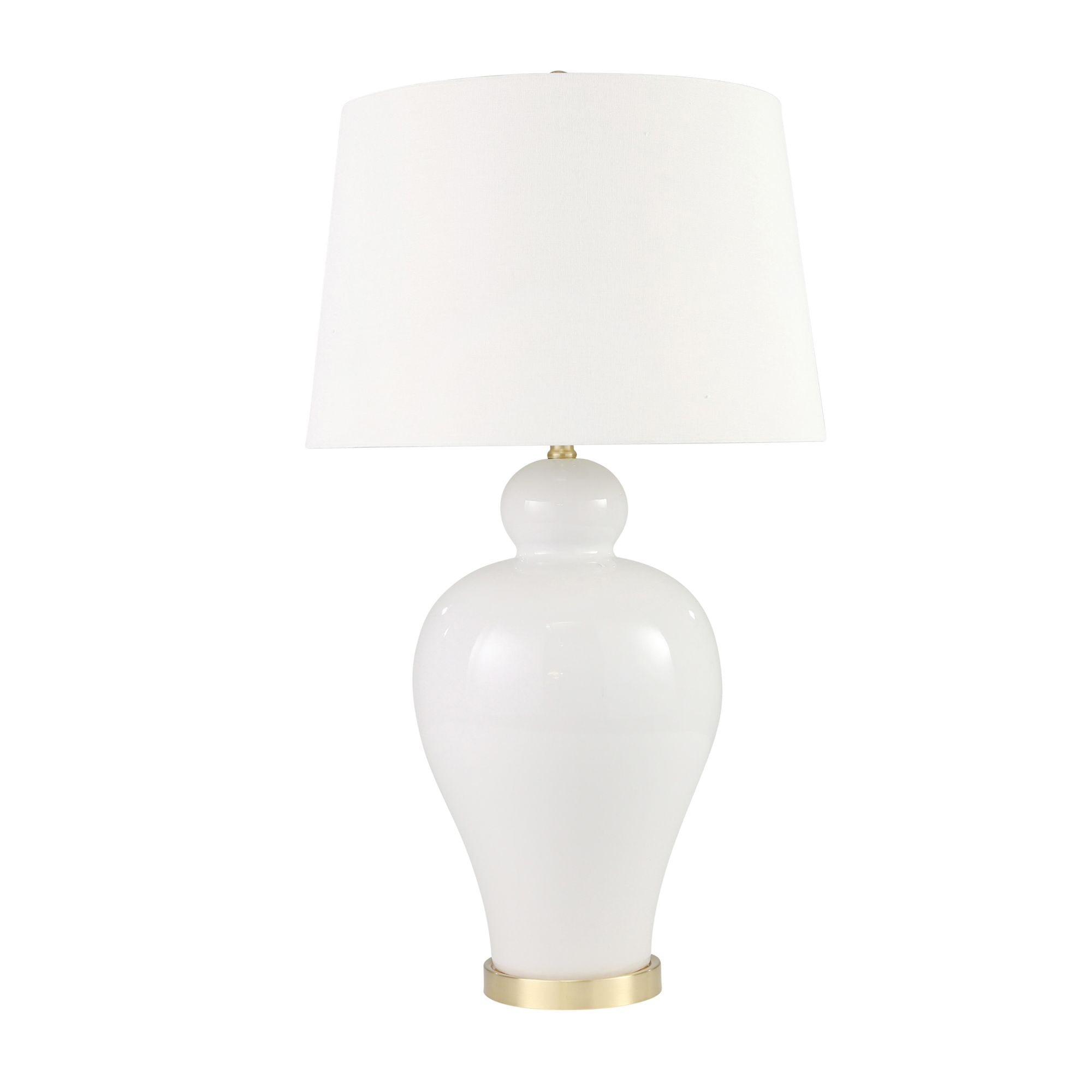 Kingston Living 32" White Ceramic Urn Table Lamp with Tapered Drum Shade